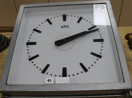 A French double sided railway clock by ATO width 50cm height 51cm